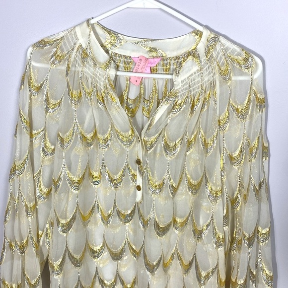Lilly Pulitzer ELSA TOP, Gold & Silver Metallic Jacquard, small - Picture 3 of 16